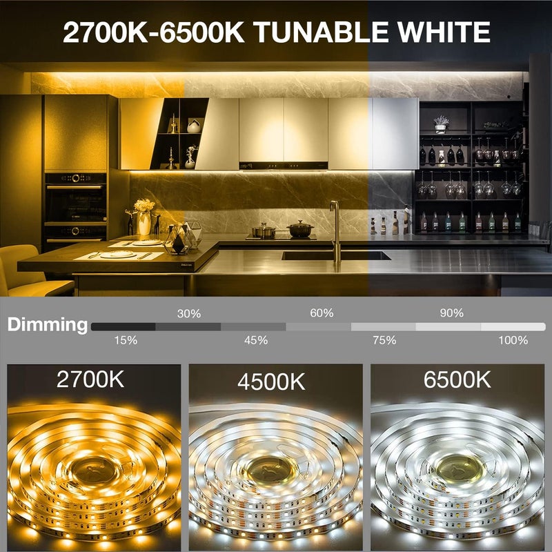 DAYBETTER 8 PCS Under Cabinet Lighting Kit, Bright Under Cabinet Lights, Flexible Led Strip Lights with Remote, for Kitchen Cabinets Shelf Desk Counter, 2700K-6500K Warm to Daylight White, 13.2ft - Image 2